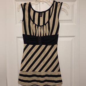 Chic Striped Sleeveless Top in Black and Gold